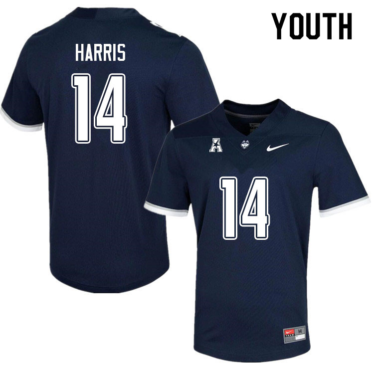 Youth #14 Nick Harris Uconn Huskies College Football Jerseys Sale-Navy
